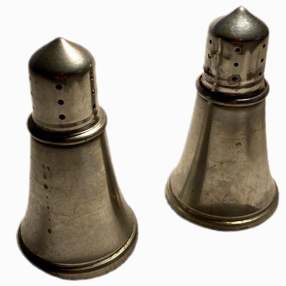 Vintage Revere Pewter Salt Pepper Shakers 1950s Mid Century Modern MCM
